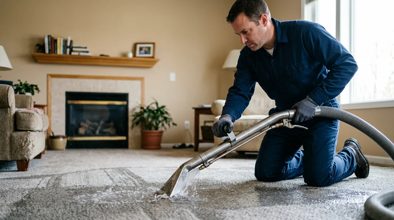 Water damage restoration technician working near Bridgewater, MA